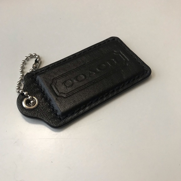 Coach Large Leather Hang Tag, Black / Silver - Picture 3 of 8